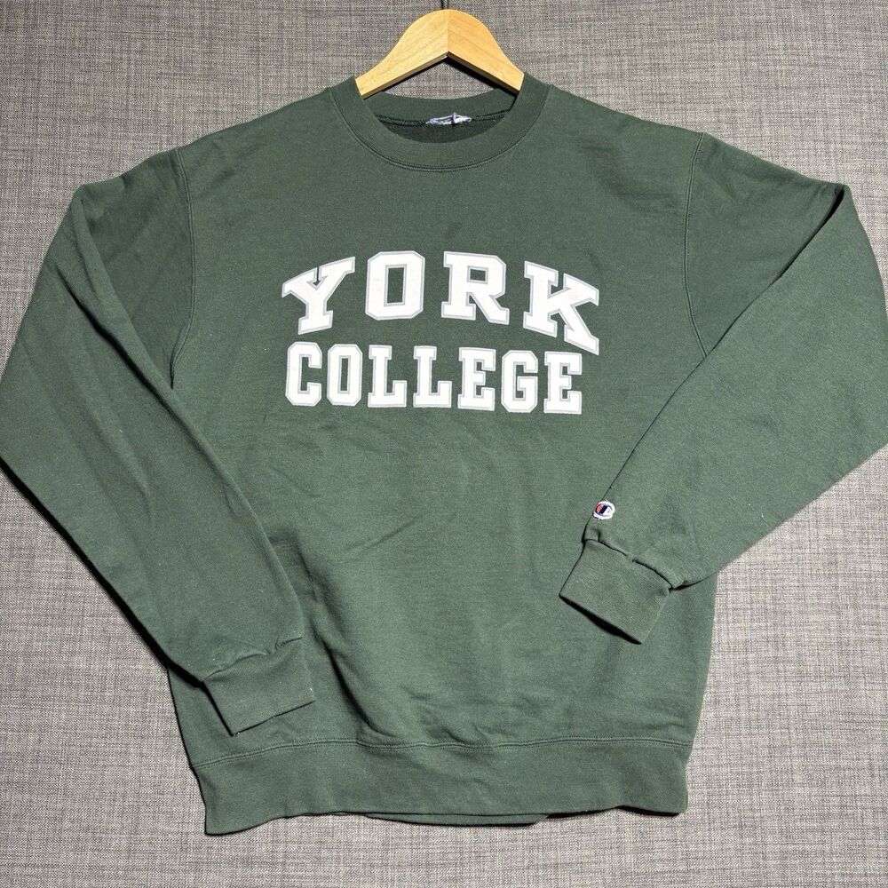 Mens Champion York College Pullover Crewneck Sweatshirt Forrest Green sz medium